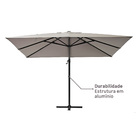 Ombrelone Alumínio e Poliéster Lateral Quadrado Aura Taupe 264x285x285cm Naterial