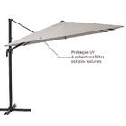 Ombrelone Alumínio e Poliéster Lateral Quadrado Aura Taupe 264x285x285cm Naterial