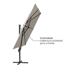 Ombrelone Alumínio e Poliéster Lateral Quadrado Aura Taupe 264x285x285cm Naterial