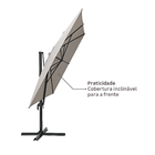 Ombrelone Alumínio e Poliéster Lateral Retangular Aura Taupe 275x280x385cm Naterial