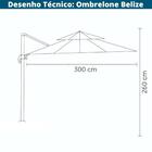 Ombrelone Lateral Belize Rivatti 300 Cm Em Aluminio Capa Poli