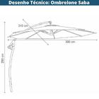 Ombrelone Lateral Com Base 2 Rodinhas Hdpe Saba Rivatti 300 C