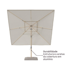 Ombrelone Alumínio e Poliéster Lateral Quadrado com LED Sonora Branco 258x290x290cm Naterial