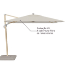 Ombrelone Alumínio e Poliéster Lateral Quadrado com LED Sonora Branco 258x290x290cm Naterial