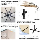 Ombrelone Lateral Suspenso 3m Kauai Bege Com Base 60l Quadrad