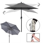 Ombrelone Maresias Articulado 3m Com Manivela Cinza + Base Re