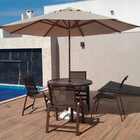 Ombrelone Para Mesa De Piscina Em Madeira 3 Metros Com Base