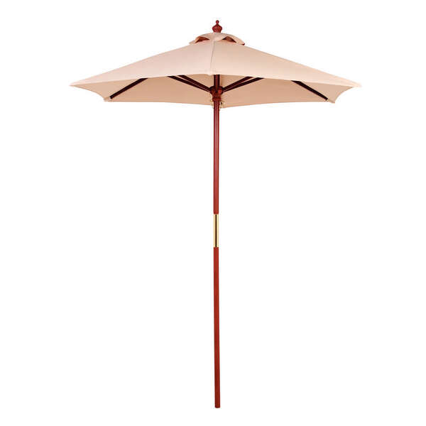 Ombrelone Quadrado Em Madeira E Poliéster Bege Sem Base 2,0 M