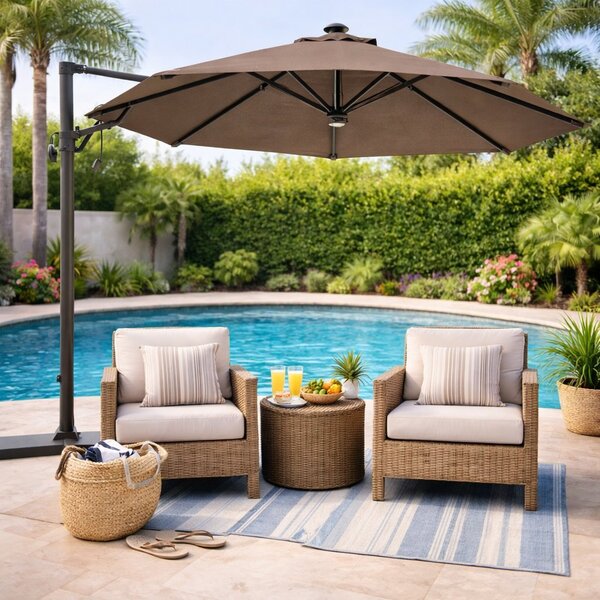 Ombrelone Redondo Acionamento A Manivela 275cmx365cm Cancun