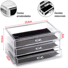 Organizador Caixa Acrílico Maquiagem Joias 3 Gavetas