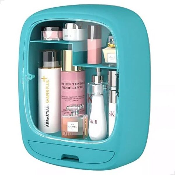 Organizador Caixa Maquiagem Cosméticos Para Parede Azul