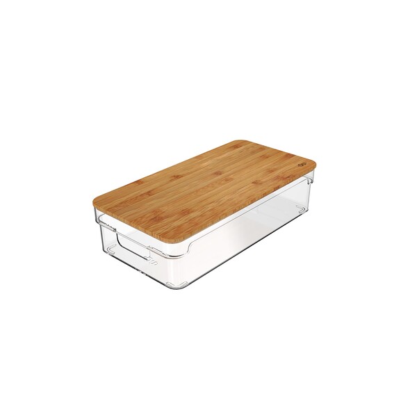 Organizador Clear Com Tampa De Bambu 15,5X30,5X7,5cm Martiplast