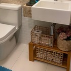 Organizador De Banheiro Com 2 Prateleiras Em Madeira Caramelo