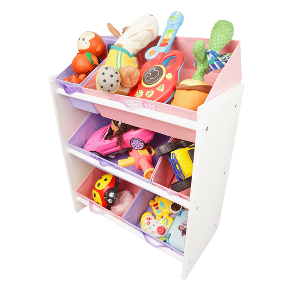 Organizador De Brinquedos Infantil Médio Rosa E Lilas