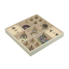 Organizador de Gavetas para Jóias 13 Divisórias com Porta Jóas Bege