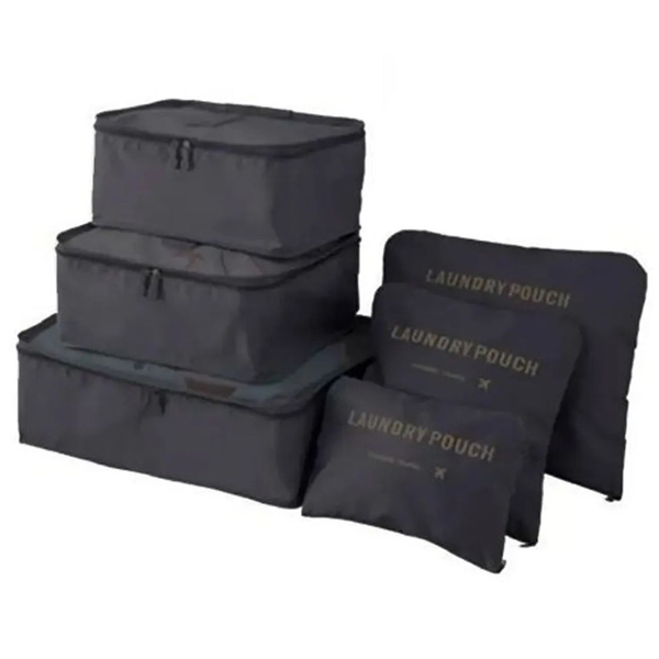 Organizador De Mala Viagem Necessaire Kit 6 Peças Preto Cbrn2