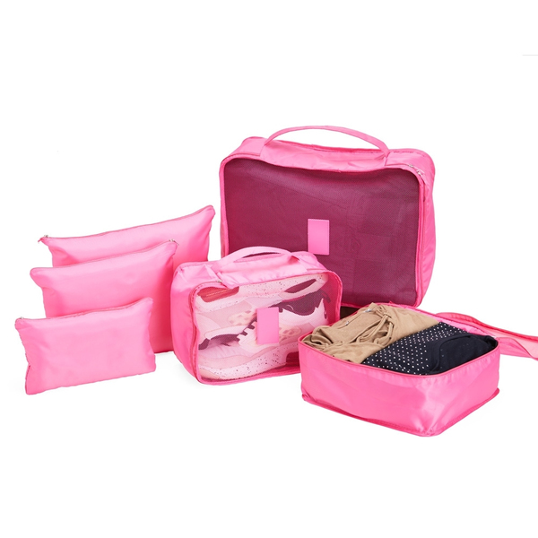 Organizador De Mala Viagem Necessaire Kit 6 Peças Rosa Cbrn20