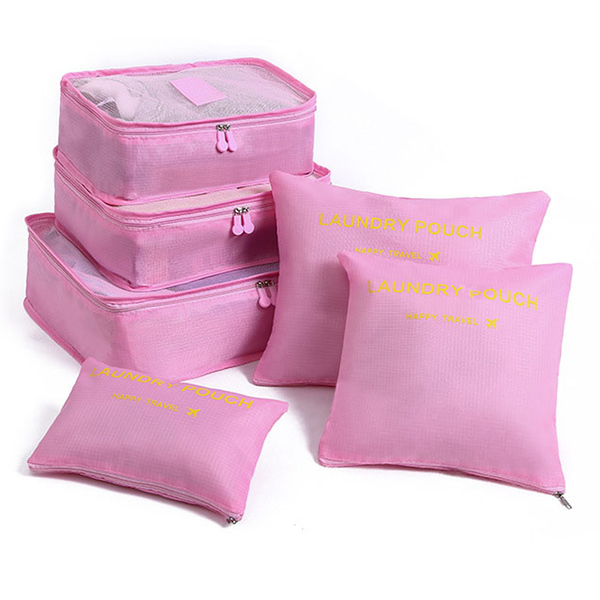 Organizador De Mala Viagem Necessaire Kit 6 Peças Rosa Cbrn20