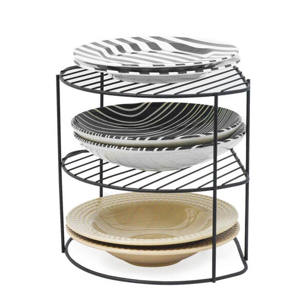 Organizador De Pratos Prateleira Para Armário Preto Fosco