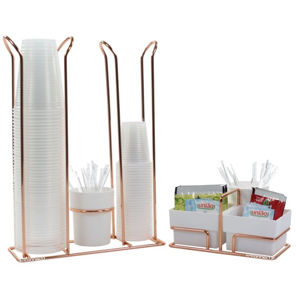 Organizador De Sachês Mexedores Porta Copos Café Água - Rosé