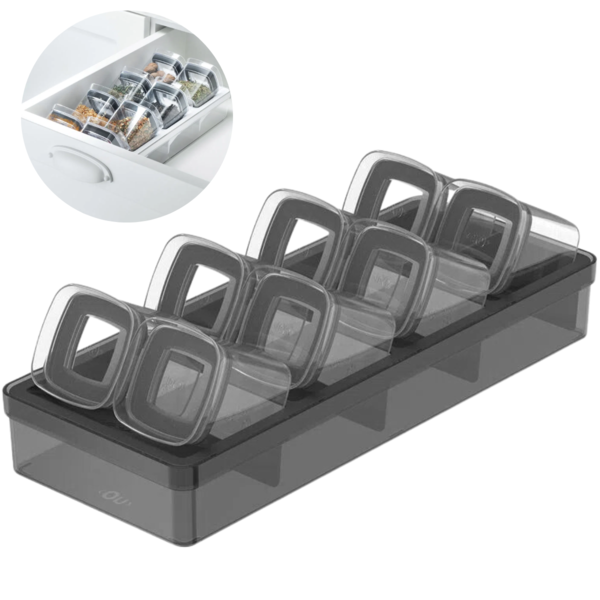 Organizador De Temperos 9 Peças Porta Condimentos Gaveta Cozi