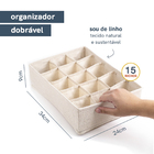Organizador Dobrável 15 Divisórias Linho Off White Oikos
