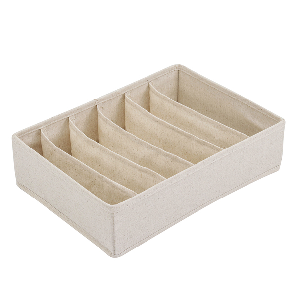 Organizador Dobrável 6 Divisórias Linho Horizontal Off White Oikos