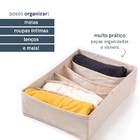 Organizador Dobrável 6 Divisórias Linho Horizontal Off White Oikos