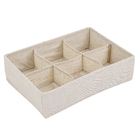 Organizador Dobrável 6 Divisórias Linho Quadrado Off White Oikos