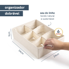 Organizador Dobrável 6 Divisórias Linho Quadrado Off White Oikos