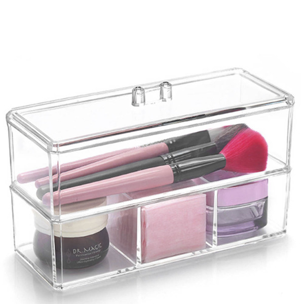 Organizador Em Acrílico Com Divisória E Tampa Para Maquiagem