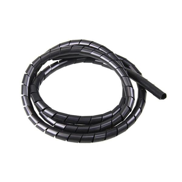 Organizador Fios Cabos 10mm Espiral Flexível 25 Metros Preto