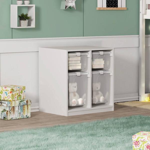 Organizador Infantil Com 4 Caixas De Plástico Branco - Casate