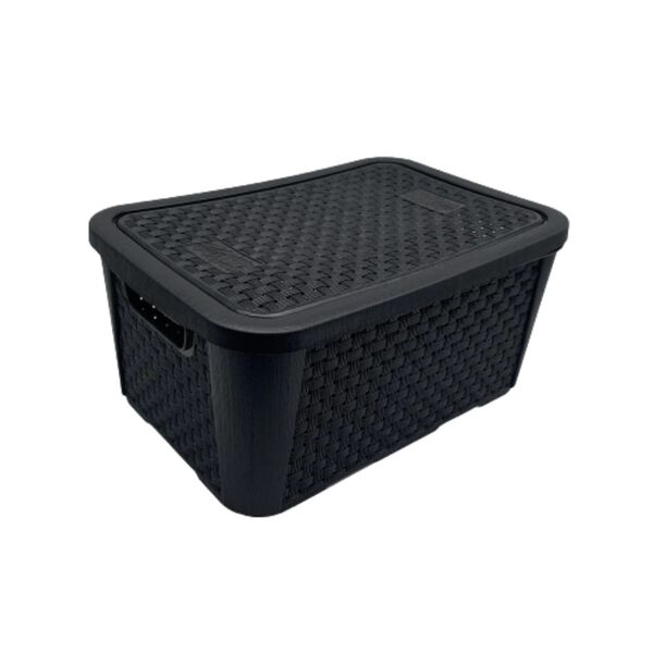 Organizador Multiuso Rattan Preto Nº 3 Com Tampa 17 Litros