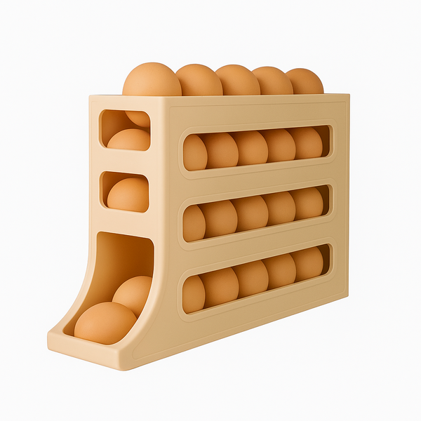 Organizador Para Ovos Com Suporte Rolante Bege