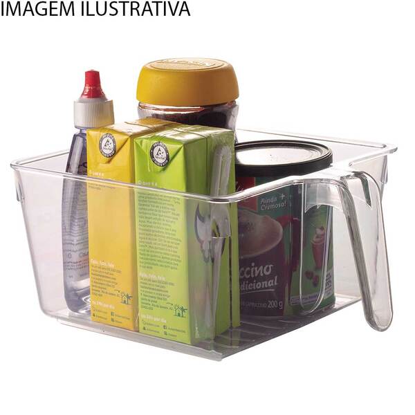 Organizador Quadrado Com Pegador 17,5cm De Plástico Incolor