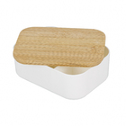 Organizador Retangular Com Tampa De Bambu e Espelho