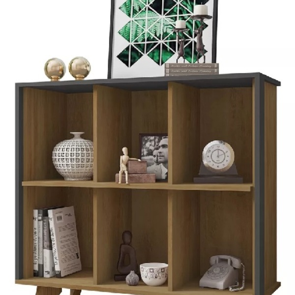 Organizador Retrô Lisboa Cinamomo/grafite - Rv Móveis