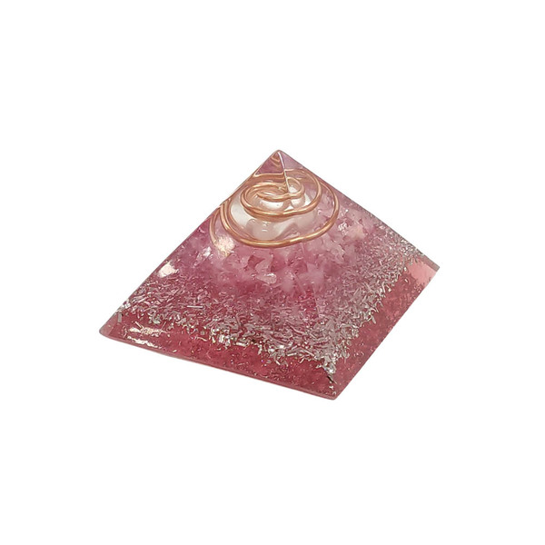 Orgonite Pirâmide 4cm Amor - Quartzo Rosa E Cristais