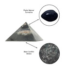 Orgonite Pirâmide Negra Com Turmalina E Pirita - Sucesso No T