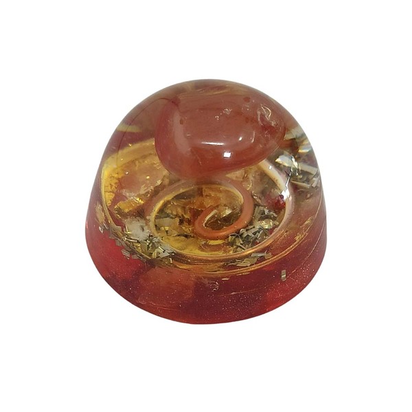 Orgonite Semi-esférico Vermelho Ágata De Fogo - Prosperidade