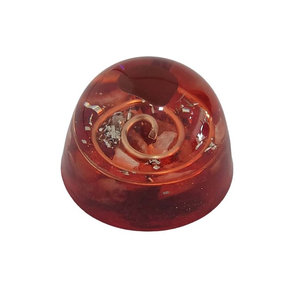 Orgonite Semi-esférico Vermelho Com Jaspe - Saúde E Sucesso