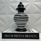 Ornamento Cerâmico Decorativo Luxo Com Listra Preto E Branco
