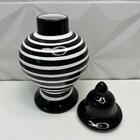 Ornamento Cerâmico Decorativo Luxo Com Listra Preto E Branco
