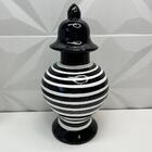 Ornamento Cerâmico Decorativo Luxo Com Listra Preto E Branco