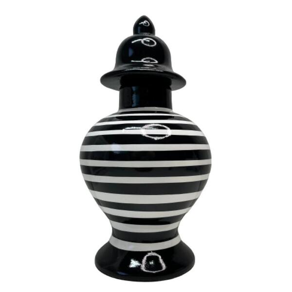 Ornamento Cerâmico Decorativo Luxo Com Listra Preto E Branco