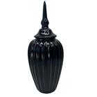 Ornamento De Cerâmica Luxo Decorativo Preto Trabalhado