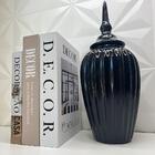 Ornamento De Cerâmica Luxo Decorativo Preto Trabalhado