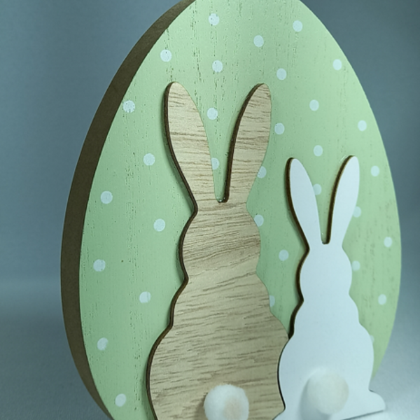 Ovo Decorativo De Madeira Verde 14cm - Md612