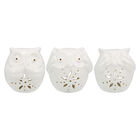 Owls Adorno Decorativo 9x8x8cm Cerâmica Branco 3pç Coruja